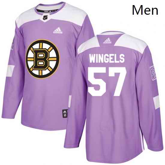 Mens Adidas Boston Bruins 57 Tommy Wingels Authentic Purple Fights Cancer Practice NHL Jersey